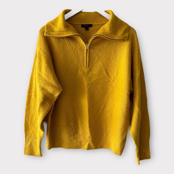 J. Crew • Golden Yellow Relaxed Half Zip Stretch Pullover Sweater - Picture 4 of 10